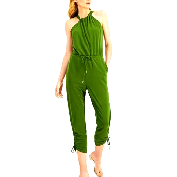 INC International Concepts Pants - INC Womens Halter Style Green Jumpsuit